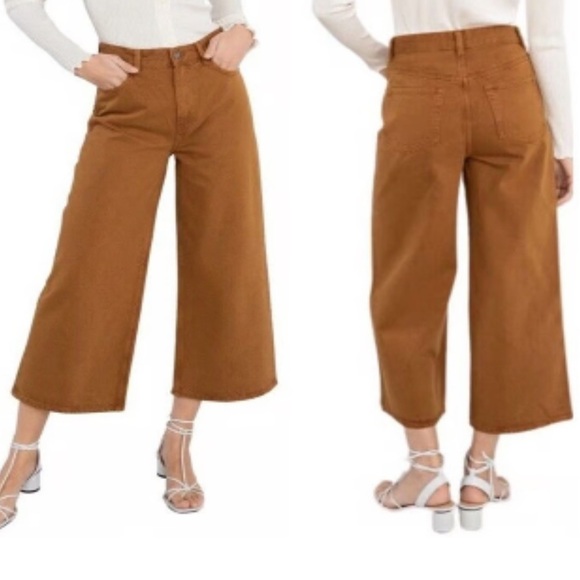& Other Stories Wide Leg Denim Burnt Orange Rust Pants Size 27 - Picture 1 of 9